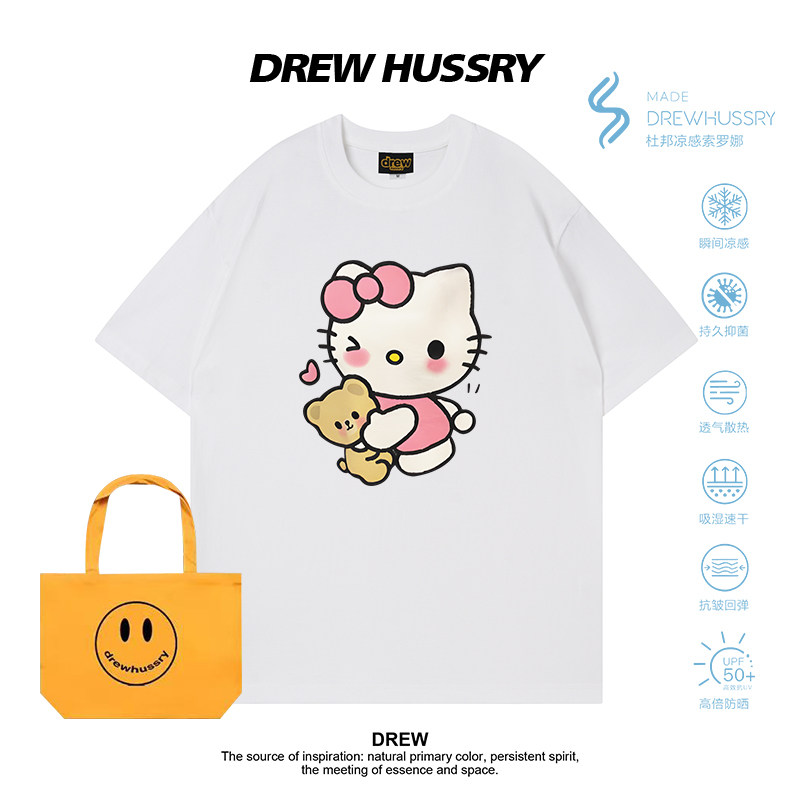 Drew美式潮牌HelloKitty卡通印花短袖T恤男女宽松可爱情侣装半袖,女装/女士精品,T恤,淘宝优惠券,粉丝福利购,淘宝优惠卷