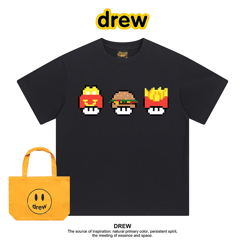 Drew美式潮牌马里奥动漫周边印花纯棉短袖T恤百搭休闲宽松情侣款