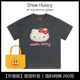 Drew美式 潮牌褶皱HelloKitty印花抽象短袖 t恤学院风穿搭ins风上衣
