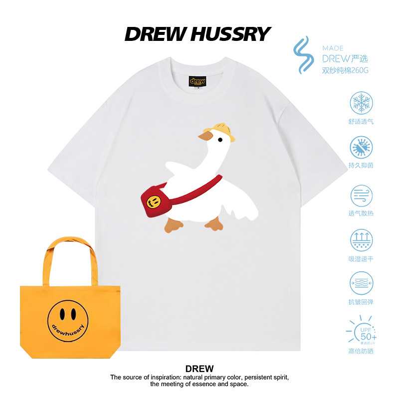 Drew美式卡通风书包鹅印花短袖T恤男女宽松百搭纯棉上衣情侣半袖,女装/女士精品,T恤,淘宝优惠券,粉丝福利购,淘宝优惠卷