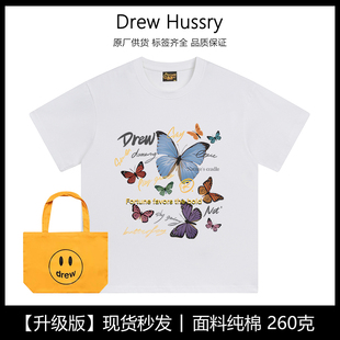 Drew美式潮牌单依纯明星同款蝴蝶印花情侣百搭纯棉短袖T恤女上衣