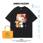 Drew美式 纯棉半袖 卡通HelloKitty印花短袖 T恤男女宽松可爱情侣装