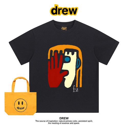 Drew美式潮牌艺术家系列印花夏季圆领正肩短袖T恤男女款休闲上衣
