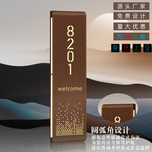 高档不锈钢酒店包厢发光门牌公寓足浴宾馆智能客房门牌号码牌定做