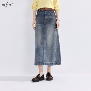 新款 伊芙丽牛仔半身裙女2024秋装 1F1140191 商场同款