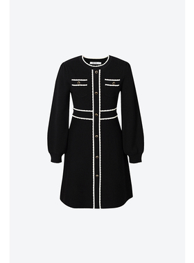 【商场同款】诗凡黎小香风千金连衣裙新款撞色针织长裙3EA493291