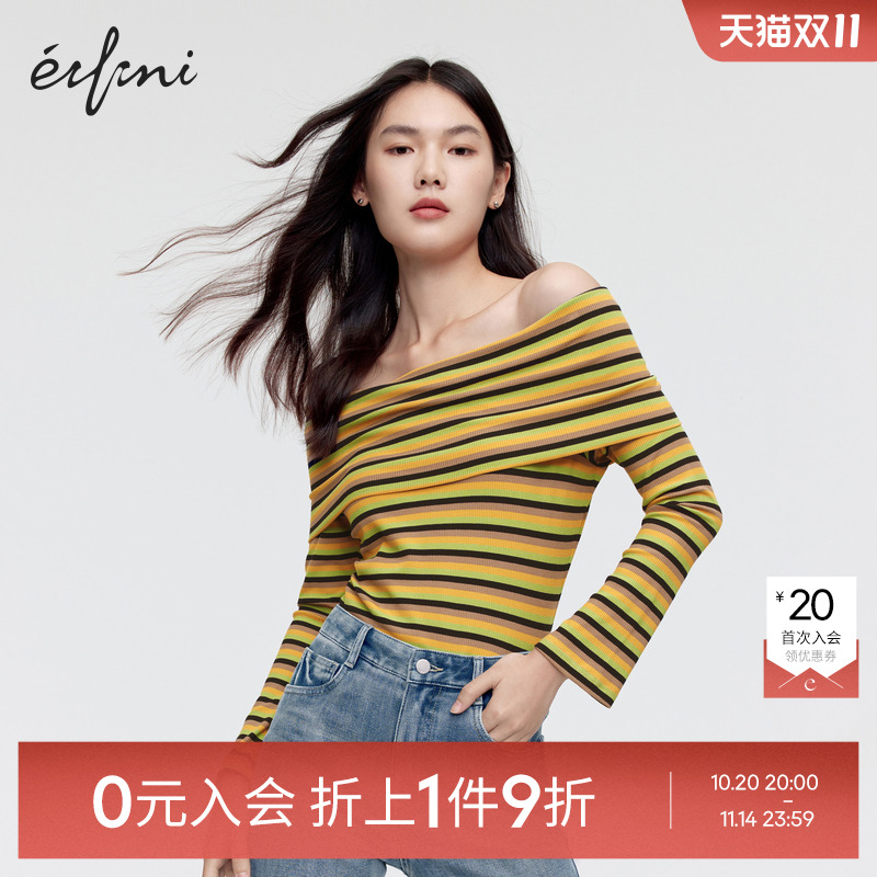 【0元入会1件9折】伊芙丽outlets店T恤上衣女1E7901301