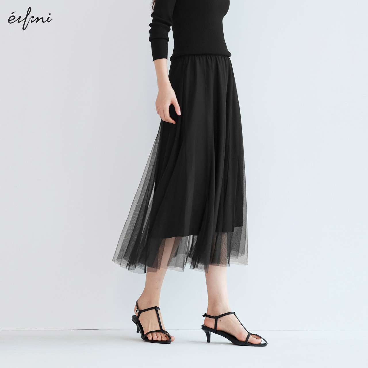 【商场同款】伊芙丽精致感纱裙半身裙女2024秋装新款1F7140821