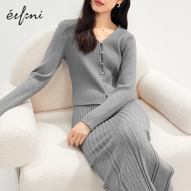 【0元入会1件9折】伊芙丽outlets店毛织连衣裙女1F1992171