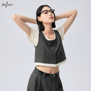 马夹女1EA212441 伊芙丽奥莱2024年新款 商场同款