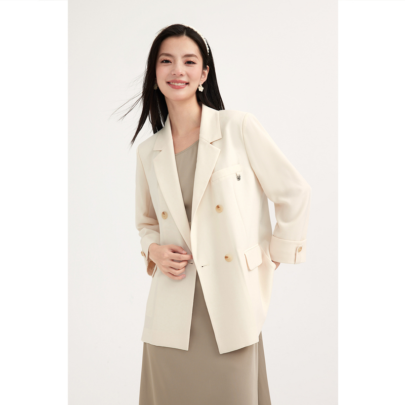【商场同款】诗凡黎双排扣翻领西装2024春新款高级外套3F3210771