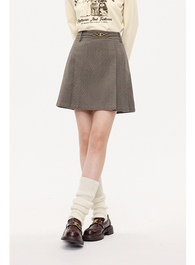 【商场同款】诗凡黎半身裙2023年冬新款通勤压褶短裙女3EA641891