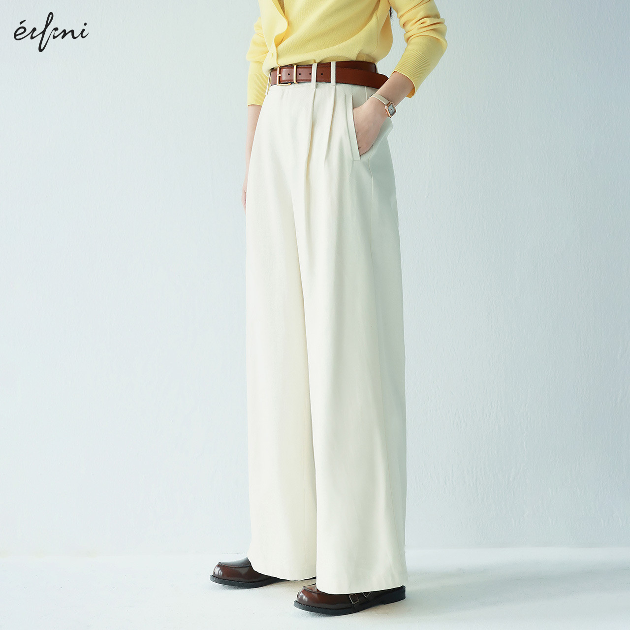 伊芙丽outlets店山本裤奶油黄米白棉麻混纺阔腿长裤休闲裤25夏女,女装/女士精品,休闲裤,淘宝优惠券,粉丝福利购,淘宝优惠卷