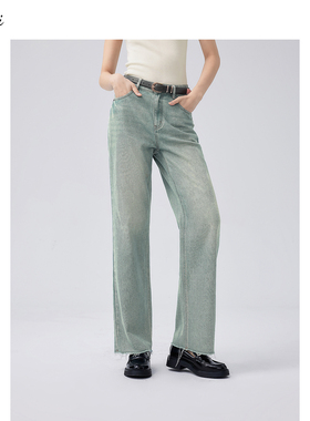 伊芙丽outlets店莱赛尔醋酸水洗牛仔裤春夏凉感拖地裤长裤加长女