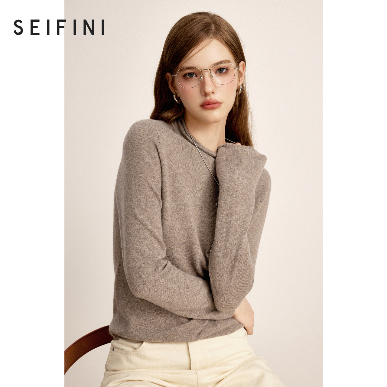 【商场同款】诗凡黎山羊绒针织衫2024冬新款打底衫女3FA533132R