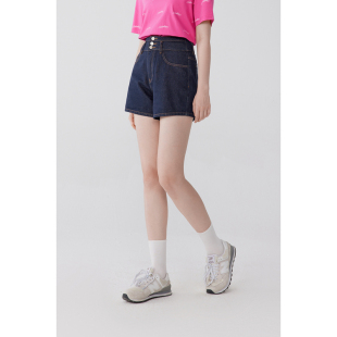 诗凡黎奥莱牛仔裤 女 2023夏设计感梨形身材小个子高腰显瘦直筒短裤