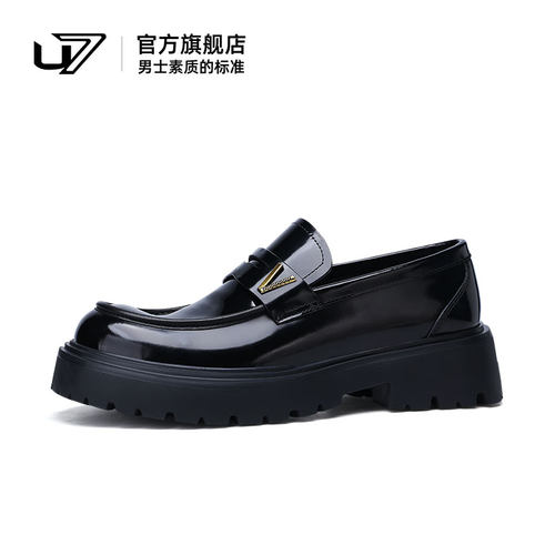 u7休闲皮鞋头层牛皮厚底增高