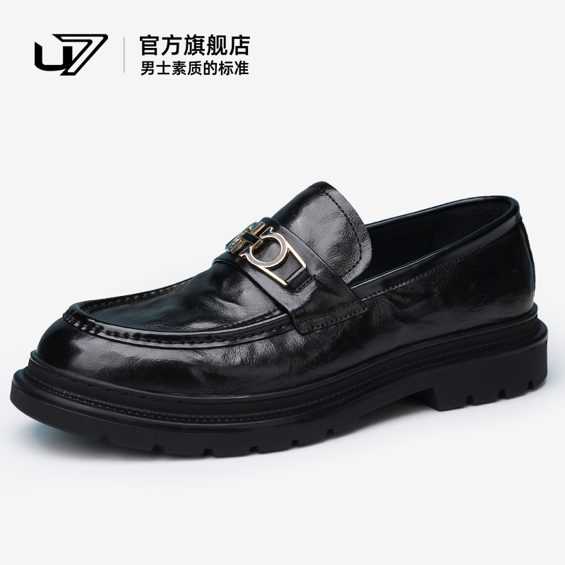 u7低帮中跟休闲皮鞋商务皮鞋增高