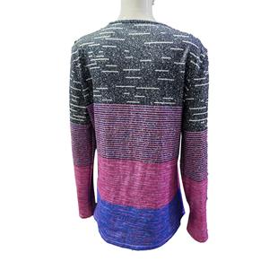 contrast top shirt Button long neck sleeved