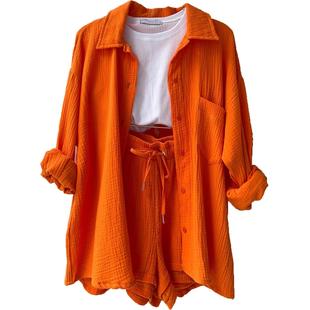 Cloth High Sleeve Shirt Long Waist Womens Drawstring Lapel