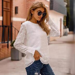 temperament womens commuting shirt loose long top sleeved