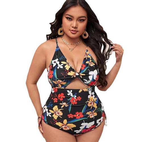 swimsuit one-piece Plus girl bikini gathered fat size