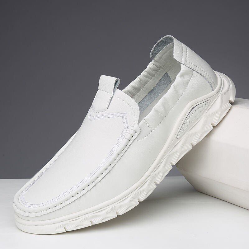 头层牛皮男透气一脚蹬豆豆鞋