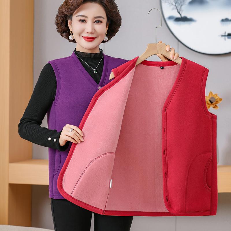 热卖加绒加厚妈妈冬季保暖马甲