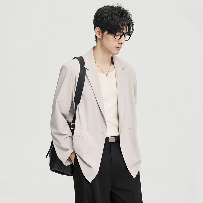 [凉感速干防晒]双排扣休闲西服男