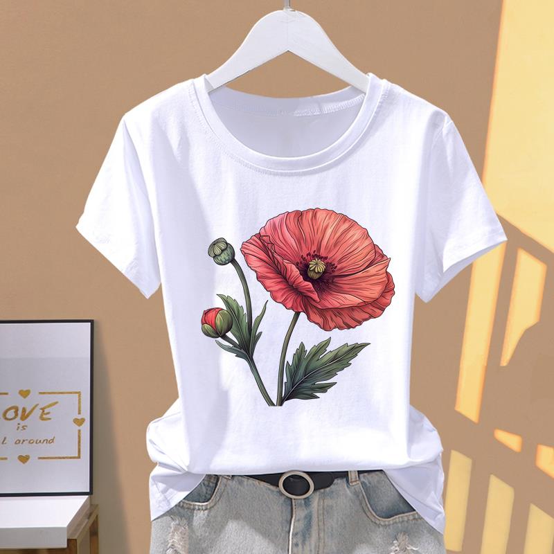 新款短袖印花ins外穿洋气女韩版通勤高端夏季休闲圆领时尚T恤