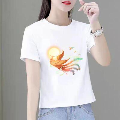 网红爆款新款短袖休闲薄款印花国潮流行外穿女可爱圆领时尚T恤