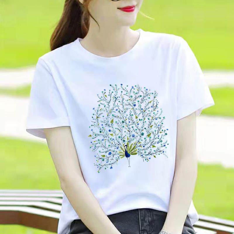 网红爆款花朵卡通新款短袖休闲薄款印花ins洋气女韩版圆领时尚T恤