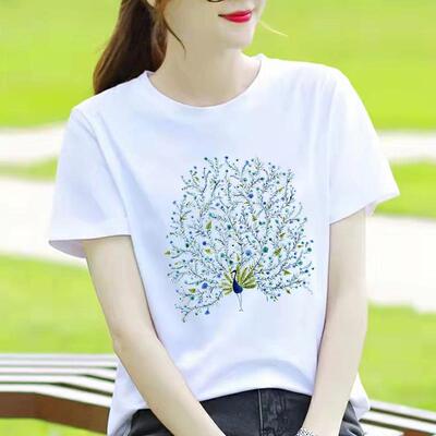 网红爆款花朵卡通新款短袖休闲薄款印花ins洋气女韩版圆领时尚T恤