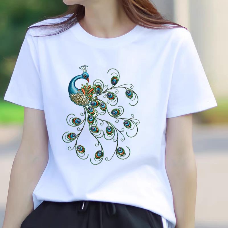 网红爆款女士时尚通勤可爱流行休闲印花ins韩版圆领打底衫短袖T恤