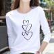 长袖 女个性 T恤 打底衫 心形卡通可爱通勤印花上衣圆领休闲秋冬春季