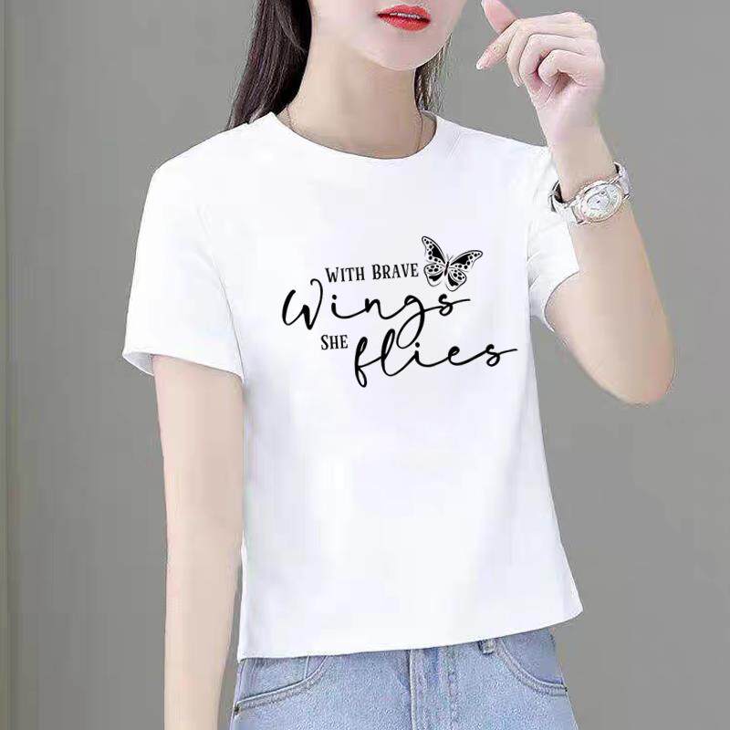 圆领时尚外穿夏季ins洋气女新款印花休闲韩版减龄文艺薄款短袖T恤