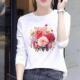 网红印花上衣长袖 洋气花卉可爱女士春秋季 冬甜美ins时尚 圆领T恤