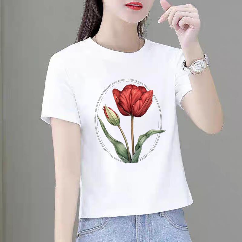 外穿洋气女韩版夏季新款短袖休闲印花ins圆领春夏装时尚T恤