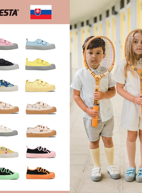 断码特价斯洛伐克 Novesta儿童魔术贴帆布鞋春夏新款男女简约撞色