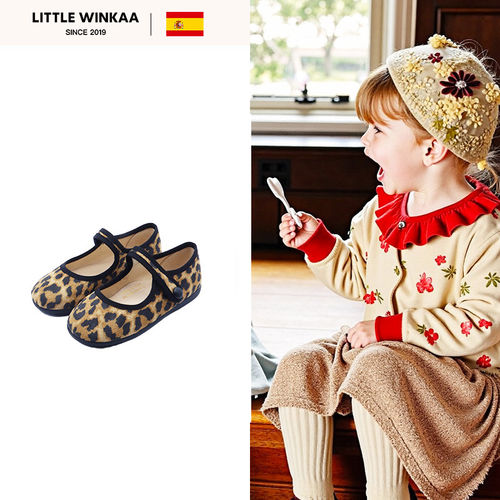 littlewinkaa女童鞋2026秋季新款豹纹公主鞋儿童舞蹈软底宝宝单鞋