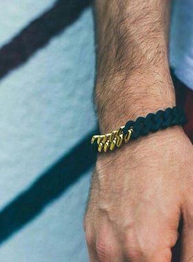 原创潮牌钛钢腕带个性时尚麻花手链钛钢拼硅胶手环手镯现货DW0012