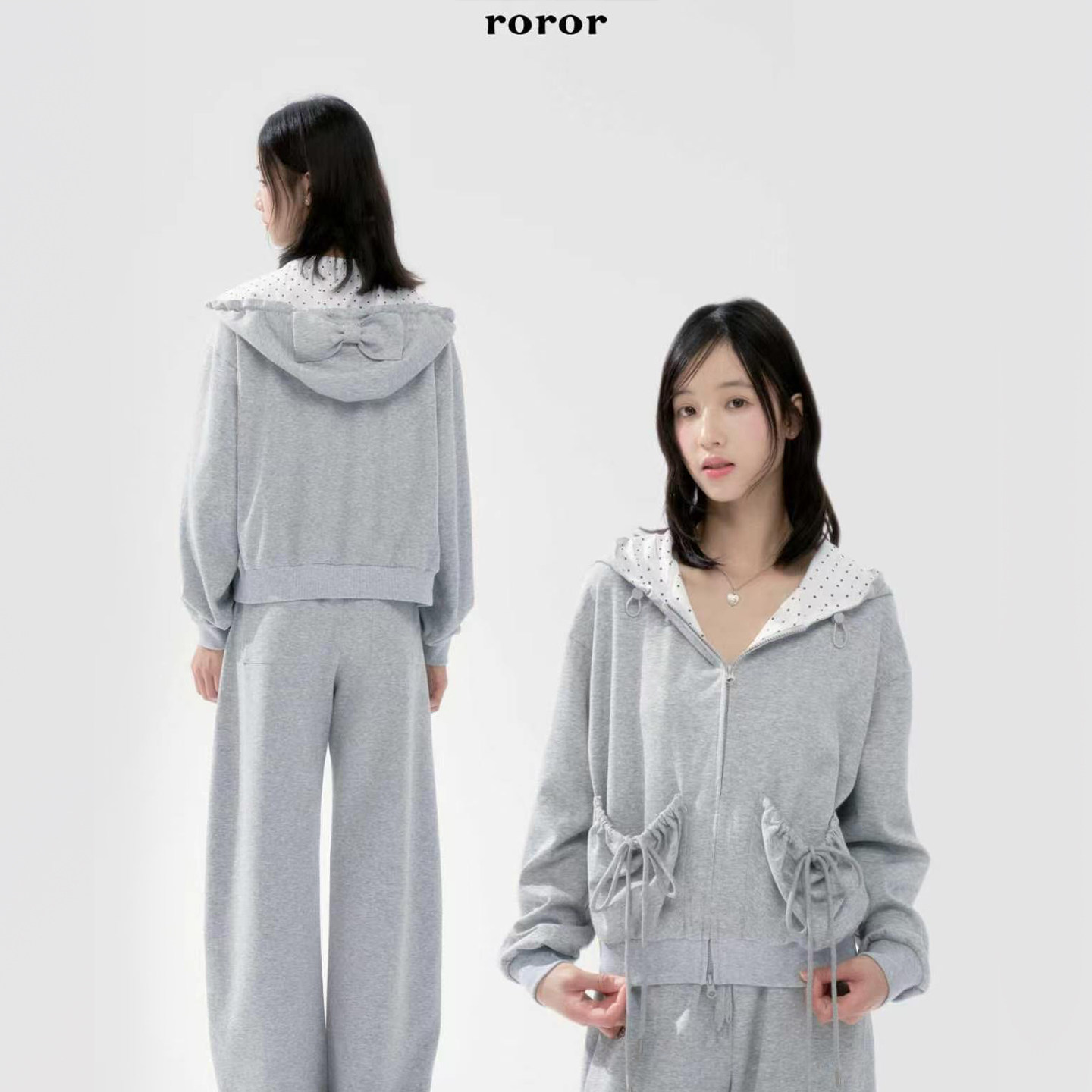 roror秋季少女风连帽卫衣套装
