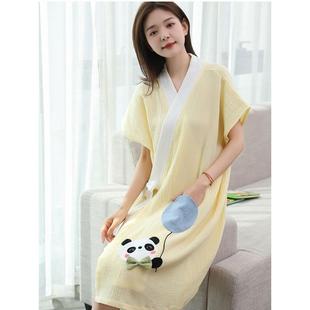 RI0T睡裙女夏季 浴巾吸水速干 浴袍大人纯棉纱布成人睡衣家用可穿式