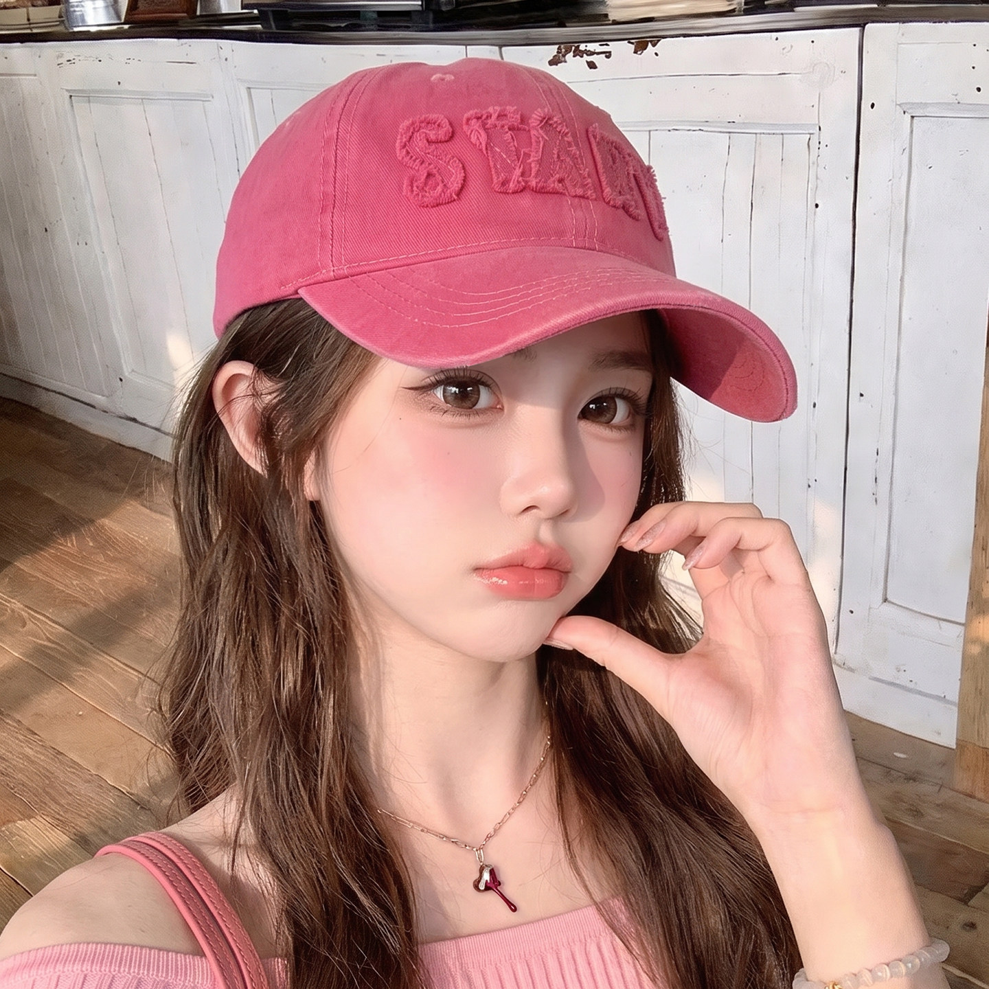 玫红色帽子女款春夏粉色棒球帽大头围大帽檐显脸小加大加深鸭舌帽图片