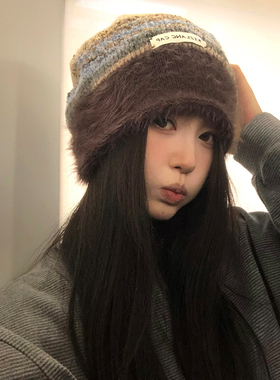 日落和~我新买的漂亮毛绒堆堆帽