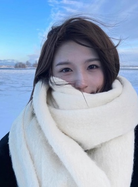 围巾女冬季韩系氛围感格子男秋冬披肩蓝色情侣围脖红色秋季高级感