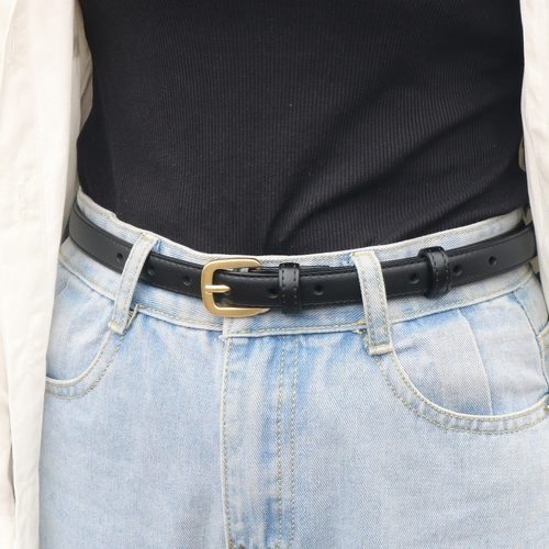 女光身青年百搭软面真皮皮带黑色