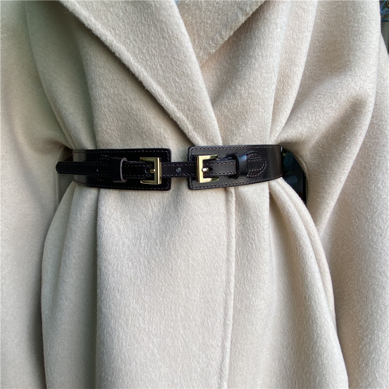 头层牛皮双针扣弹力大衣百搭时尚