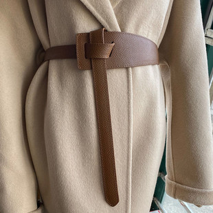 真皮宽腰带女士欧美装 饰大衣束腰配连衣裙毛衣收腰拼接打结腰封黑