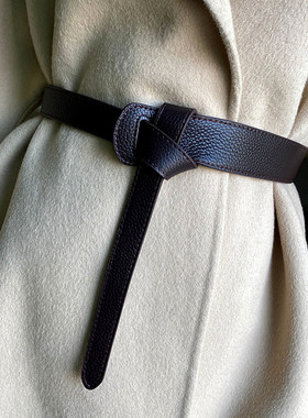 女士时尚简约大衣打结腰带束腰真皮牛皮装饰风衣皮带配连衣裙收腰